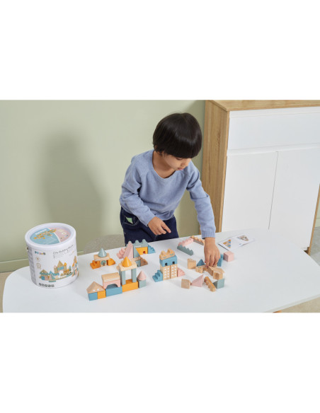Viga PolarB Drewniane Klocki Bloki Miejskie 50 elementów Montessori