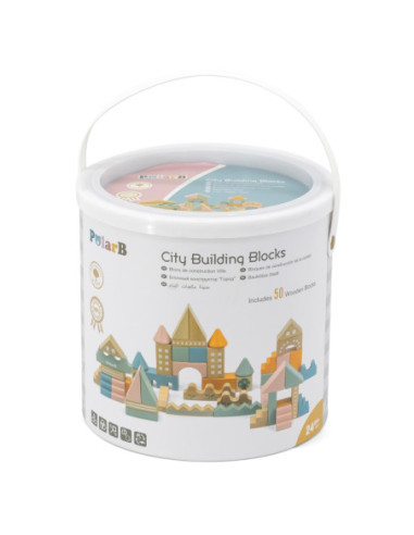 Viga PolarB Drewniane Klocki Bloki Miejskie 50 elementów Montessori