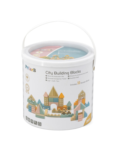 Viga PolarB Drewniane Klocki Bloki Miejskie 50 elementów Montessori