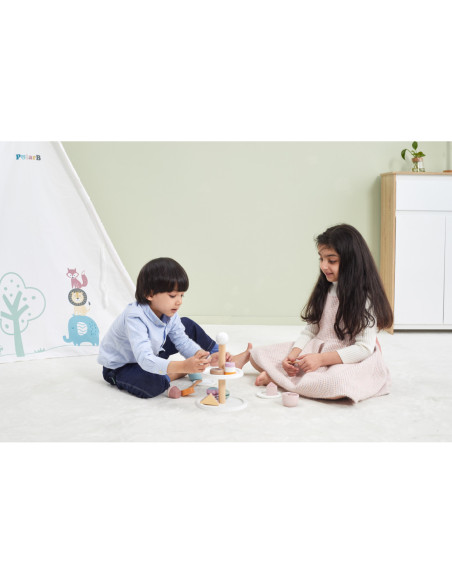 Viga PolarB Patera drewniana z Babeczkami Ciasteczkami Kawą zestaw 15 akc