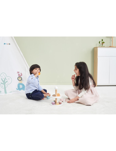 Viga PolarB Patera drewniana z Babeczkami Ciasteczkami Kawą zestaw 15 akc