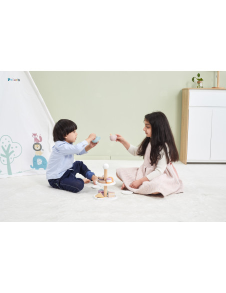 Viga PolarB Patera drewniana z Babeczkami Ciasteczkami Kawą zestaw 15 akc