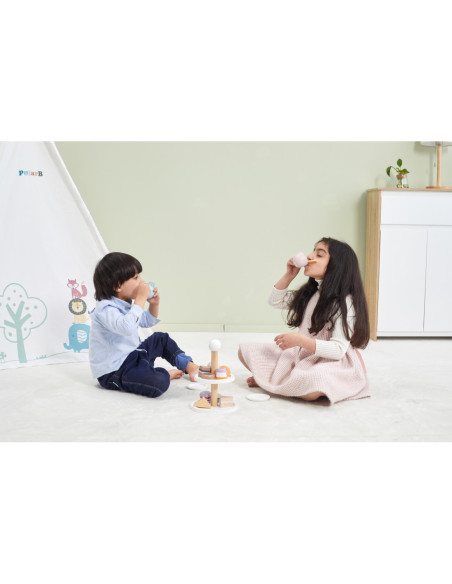 Viga PolarB Patera drewniana z Babeczkami Ciasteczkami Kawą zestaw 15 akc