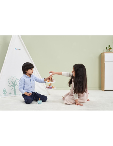 Viga PolarB Patera drewniana z Babeczkami Ciasteczkami Kawą zestaw 15 akc