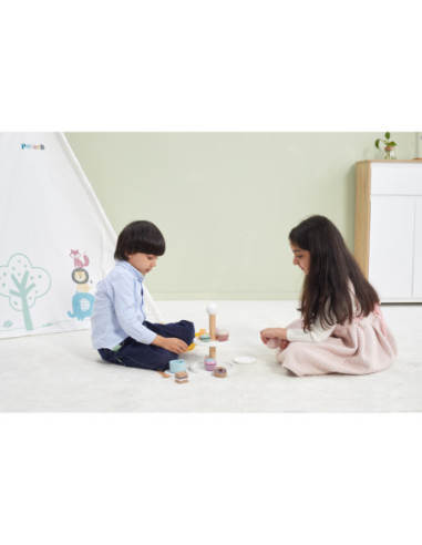 Viga PolarB Patera drewniana z Babeczkami Ciasteczkami Kawą zestaw 15 akc