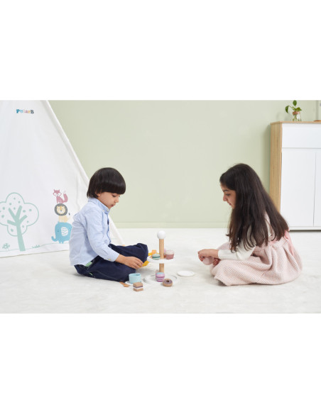 Viga PolarB Patera drewniana z Babeczkami Ciasteczkami Kawą zestaw 15 akc