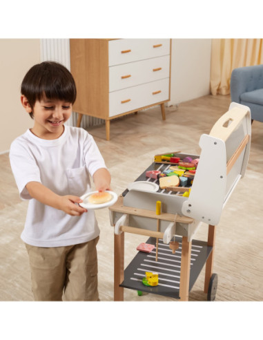 VIGA Duży Drewniany Grill dla Dzieci + 47  Akcesoriów