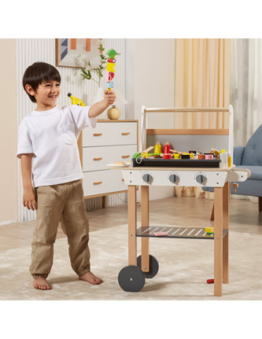 VIGA Duży Drewniany Grill dla Dzieci + 47  Akcesoriów