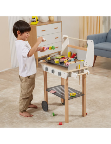 VIGA Duży Drewniany Grill dla Dzieci + 47  Akcesoriów