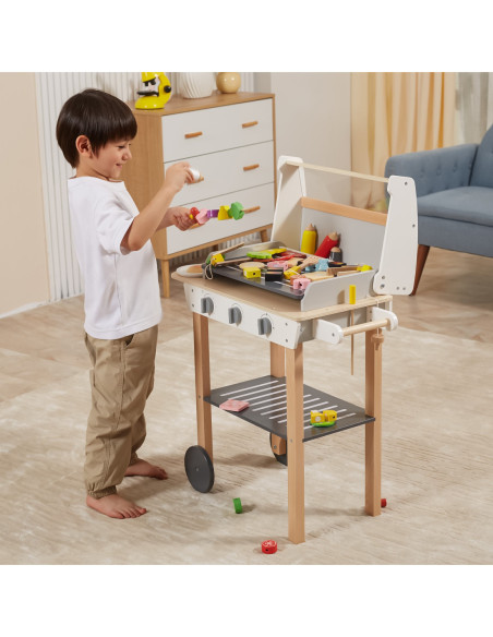 VIGA Duży Drewniany Grill dla Dzieci + 47  Akcesoriów