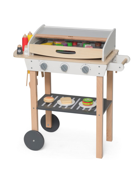 VIGA Duży Drewniany Grill dla Dzieci + 47  Akcesoriów