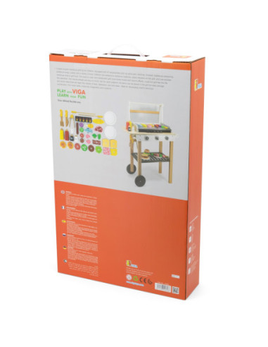 VIGA Duży Drewniany Grill dla Dzieci + 47  Akcesoriów