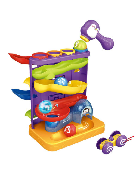 WOOPIE Tor Kulkowy Kulodrom 3w1 Wbijak z Młoteczkiem Zjeżdżalnia dla Samochodzików