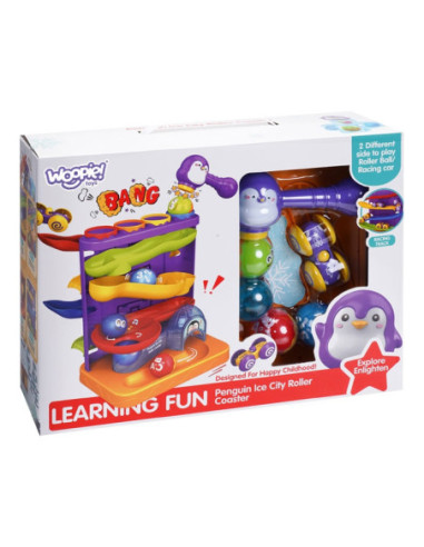 WOOPIE Tor Kulkowy Kulodrom 3w1 Wbijak z Młoteczkiem Zjeżdżalnia dla Samochodzików