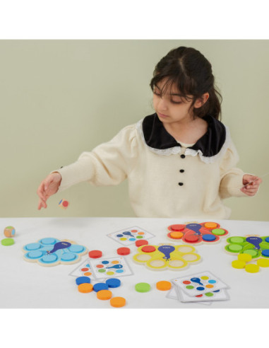 VIGA Drewniana Gra Dopasuj Kolory Pawi Ogon Montessori + Karty