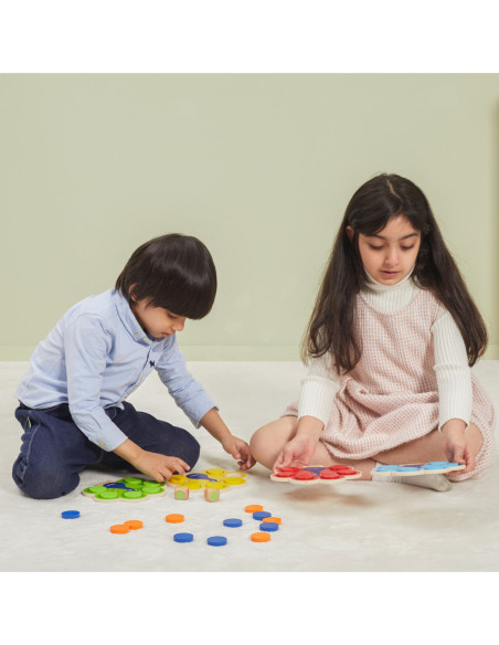 VIGA Drewniana Gra Dopasuj Kolory Pawi Ogon Montessori + Karty