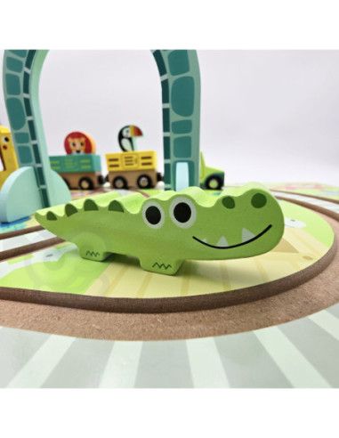 Tooky Toy Drewniana Plansza ZOO Zwierzęta Pojazd Wagoniki