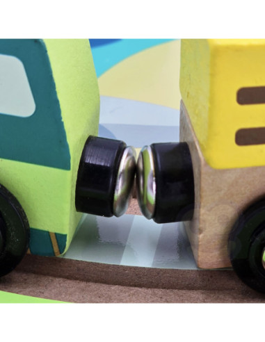 Tooky Toy Drewniana Plansza ZOO Zwierzęta Pojazd Wagoniki