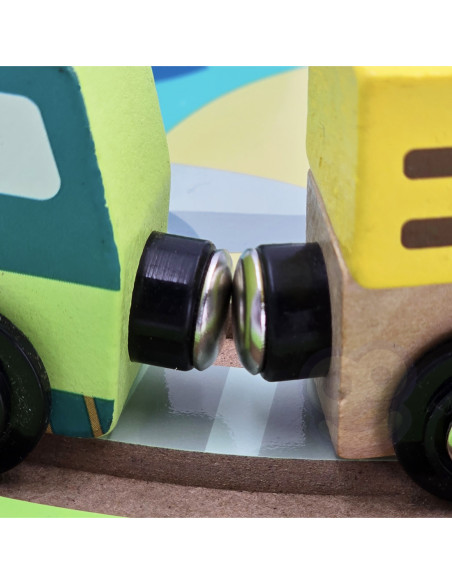 Tooky Toy Drewniana Plansza ZOO Zwierzęta Pojazd Wagoniki