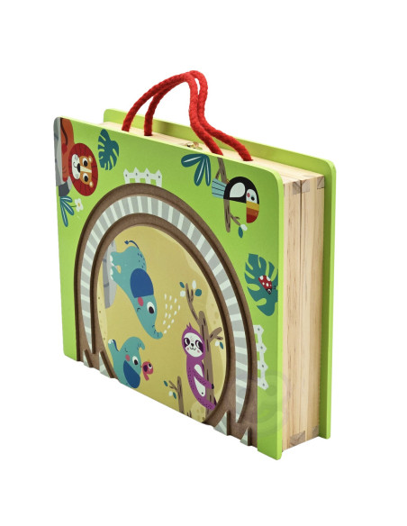 Tooky Toy Drewniana Plansza ZOO Zwierzęta Pojazd Wagoniki