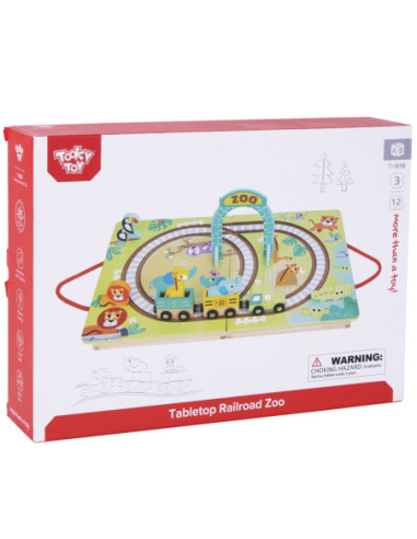 Tooky Toy Drewniana Plansza ZOO Zwierzęta Pojazd Wagoniki