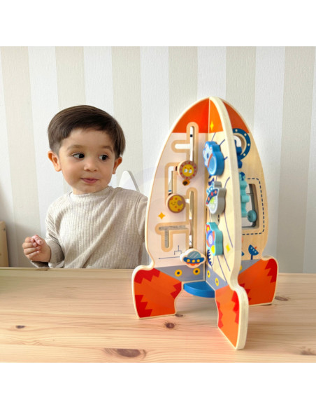 Tooy Toy Duża Drewniana Zabawka Edukacyjna Wielofunkcyjna Rakieta