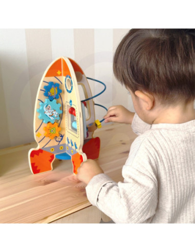 Tooy Toy Duża Drewniana Zabawka Edukacyjna Wielofunkcyjna Rakieta