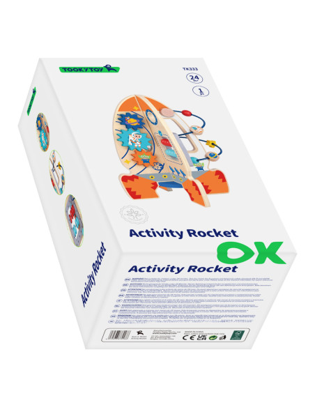 Tooy Toy Duża Drewniana Zabawka Edukacyjna Wielofunkcyjna Rakieta