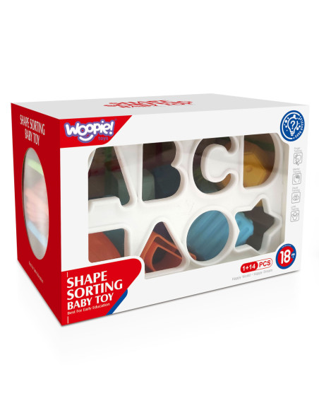 WOOPIE Elastyczna Kostka Sensoryczna Sorter dla Dzieci Kolorowe Kształty Alfabet 15 el.