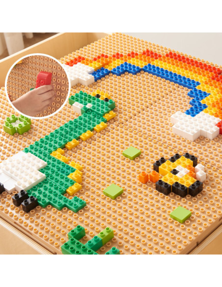 MASTERKIDZ Drewniany Stół Edukacyjny + AKCESORIA STEM WALL + 135 Klocków