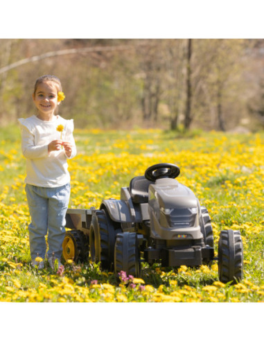 SMOBY Traktor XL Czarny na Pedały z Przyczepką