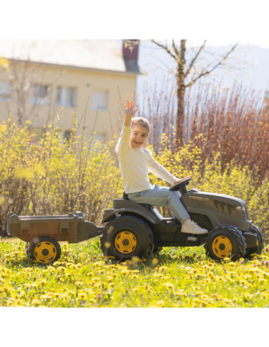 SMOBY Traktor XL Czarny na Pedały z Przyczepką