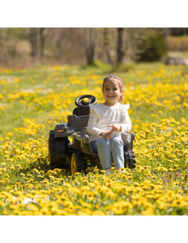 SMOBY Traktor XL Czarny na Pedały z Przyczepką