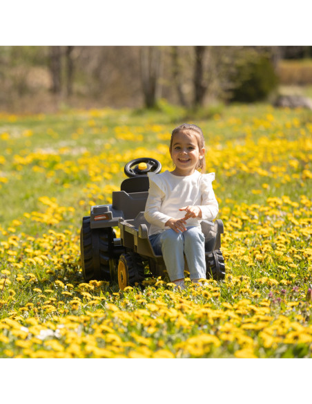 SMOBY Traktor XL Czarny na Pedały z Przyczepką