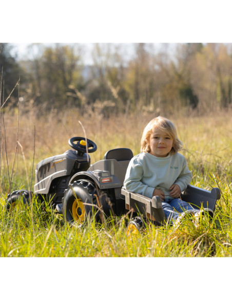 SMOBY Traktor XL Czarny na Pedały z Przyczepką