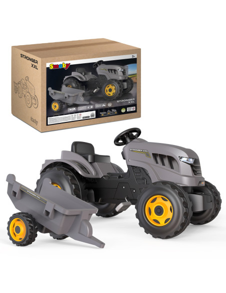 SMOBY Traktor XL Czarny na Pedały z Przyczepką