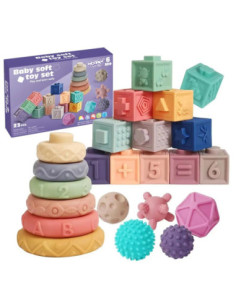 WOOPIE BABY Sensory Blocks Squeeze Puzzle Sound Learning Counting 23 pcs.