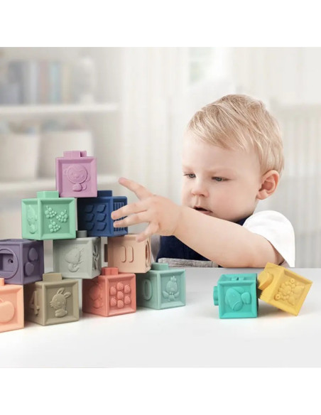 WOOPIE Klocki Sensoryczne Układanka do Ściskania Wody Dźwięk Nauka Liczenia 23 el.