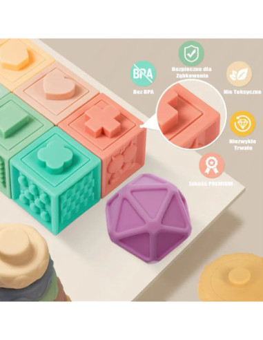 WOOPIE Klocki Sensoryczne Układanka do Ściskania Wody Dźwięk Nauka Liczenia 23 el.