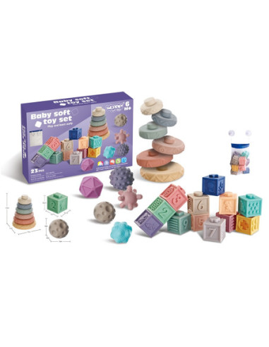 WOOPIE Klocki Sensoryczne Układanka do Ściskania Wody Dźwięk Nauka Liczenia 23 el.