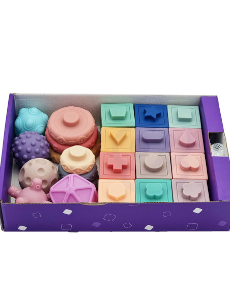 WOOPIE Klocki Sensoryczne Układanka do Ściskania Wody Dźwięk Nauka Liczenia 23 el.