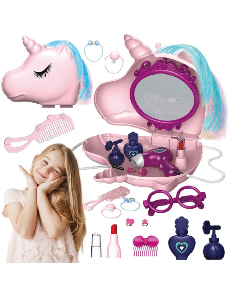 WOOPIE Toaletka dla Dziewczynki 2w1 Salon Piękności w Torebce Jednorożec