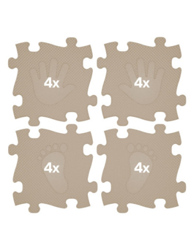 WOOPIE Mata Sensoryczna Ortopedyczna Puzzle Ręce i Nogi 16 el. - Kolor Beżowy