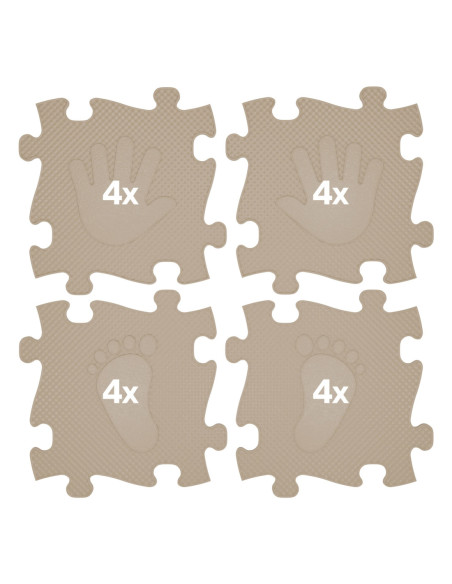 WOOPIE Mata Sensoryczna Ortopedyczna Puzzle Ręce i Nogi 16 el. - Kolor Beżowy