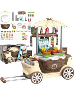 WOOPIE Sklep Fast Food na Kółkach Wózek Walizka 59 akc. 4w1