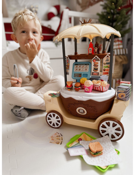 WOOPIE FastFood Sklep na Kółkach Wózek Wlizka 59 akc. 4w1