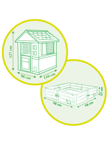 SMOBY Domek Ogrodowy Zielony + Piaskownica