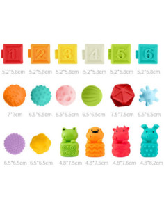 WOOPIE Klocki Sensoryczne Układanka do Ściskania Dźwięk Nauka Liczenia 20 el. 2