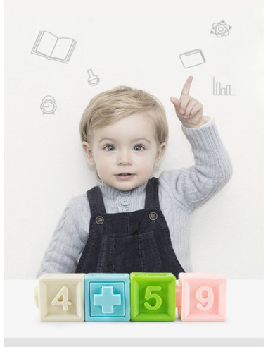 WOOPIE Klocki Sensoryczne Układanka do Ściskania Dźwięk Nauka Liczenia 20 el.