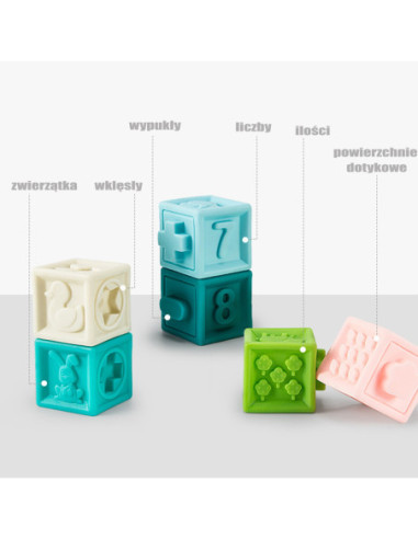 WOOPIE Klocki Sensoryczne Układanka do Ściskania Dźwięk Nauka Liczenia 20 el.